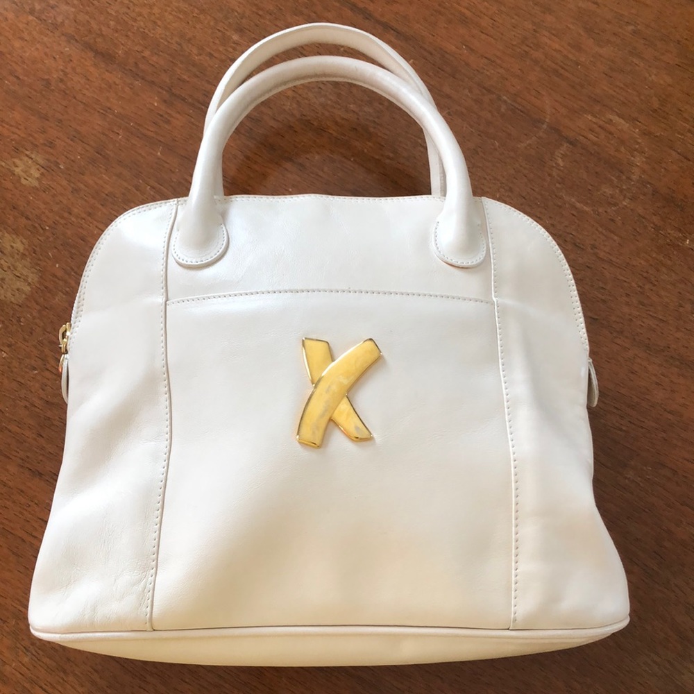 - Vintage Paloma Picasso ivory leather handbag